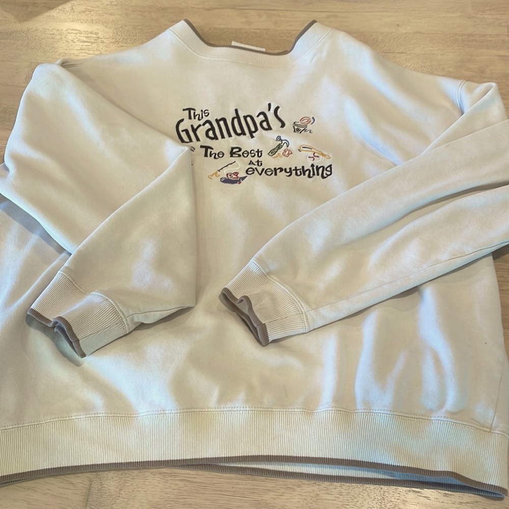 Vintage cream crew neck with goofy embroidery